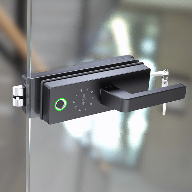 无框玻璃门办公室高隔断门密码锁隔间执手智能锁